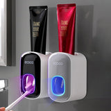 ECOCO Automatic Toothpaste Dispenser Wall Mount Bathroom Bathroom Accessories Waterproof Toothpaste Squeezer Toothbrush Holder