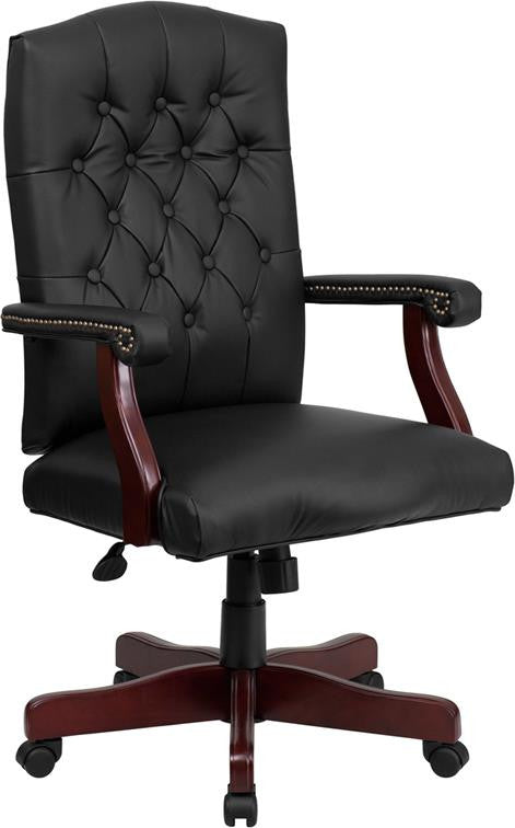 Flash Furniture Martha Washington Black Leather Executive Swivel Office Chair
