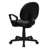 Flash Furniture Mid-Back Black Leather Ergonomic Swivel Task Chair With Arms