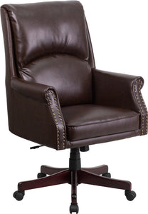 Flash Furniture High Back Pillow Back Brown Leather Executive Swivel Office Chair