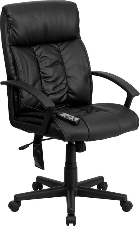 Flash Furniture BT-9578P-GG High Back Massaging Black Leather Executive Swivel Office Chair