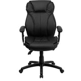 Flash Furniture High Back Black Leather Executive Swivel Office Chair With Triple Paddle Control And Lumbar Support Knob