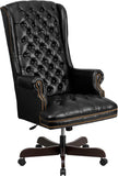 Flash Furniture CI-360-BK-GG High Back Traditional Tufted Black Leather Executive Swivel Office Chair