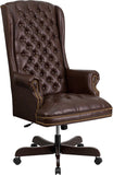 Flash Furniture CI-360-BRN-GG High Back Traditional Tufted Brown Leather Executive Swivel Office Chair