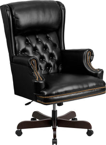 Flash Furniture CI-J600-BK-GG High Back Traditional Tufted Black Leather Executive Swivel Office Chair