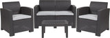 4 Piece Outdoor Faux Rattan Chair, Loveseat and Table Set in Dark Gray by Flash Furniture