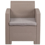 Light Gray Faux Rattan Chair with All-Weather Light Gray Cushion by Flash Furniture