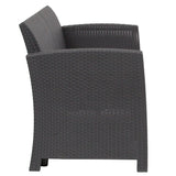 Dark Gray Faux Rattan Loveseat with All-Weather Light Gray Cushions by Flash Furniture