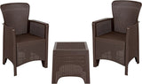 Faux Rattan Plastic Chair Set with Matching Side Table by Flash Furniture