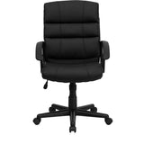 Flash Furniture GO-1004-BK-LEA-GG Mid-Back Black Leather Swivel Task Chair
