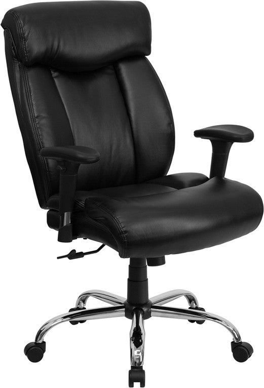 Flash Furniture GO-1235-BK-LEA-A-GG Hercules Series Black Leather Executive Swivel Office Chair With Adjustable Arms