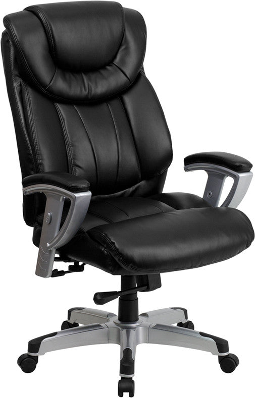 Flash Furniture GO-1534-BK-LEA-GG Hercules Series Black Leather Executive Swivel Office Chair With Adjustable Arms