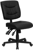 Flash Furniture Low Back Black Leather Multi-Functional Swivel Task Chair