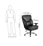 Flash Furniture GO-2085-LEA-GG Hercules Series, Black Leather Executive Swivel Chair With Lumbar Knob