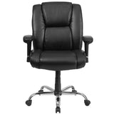 Flash Furniture GO-2132-LEA-GG Hercules Series, Black Leather Swivel Task Chair With Height Adjustable Arms
