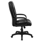 Flash Furniture GO-5301B-BK-LEA-GG High Back Black Leather Executive Swivel Office Chair