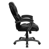 Flash Furniture High Back Black Leather Executive Swivel Office Chair With Leather Padded Loop Arms