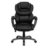Flash Furniture High Back Black Leather Executive Swivel Office Chair With Leather Padded Loop Arms