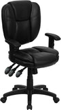Flash Furniture Mid-Back Black Leather Multi-Functional Ergonomic Swivel Task Chair With Height Adjustable Arms