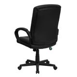 Flash Furniture GO-977-1-BK-LEA-GG Mid-Back Black Leather Swivel Task Chair