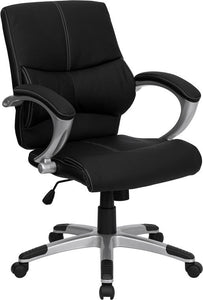 Flash Furniture Mid-Back Black Leather Contemporary Swivel Manager'S Chair