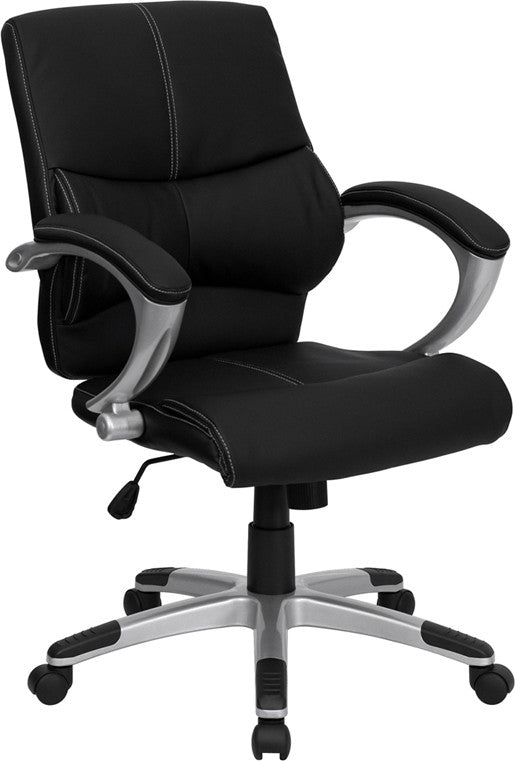 Flash Furniture Mid-Back Black Leather Contemporary Swivel Manager'S Chair