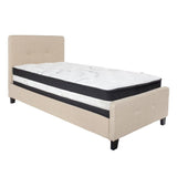 Flash Furniture Tribeca Twin Size Tufted Upholstered Platform Bed with Pocket Spring Mattress