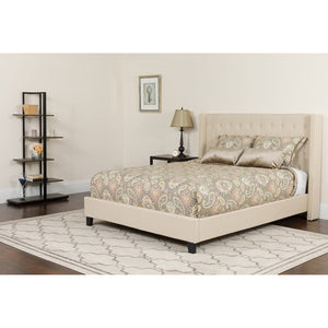 Flash Furniture Riverdale Queen Size Tufted Upholstered Platform Bed with Pocket Spring Mattress