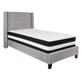 Flash Furniture Riverdale Twin Size Tufted Upholstered Platform Bed with Pocket Spring Mattress