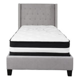 Flash Furniture Riverdale Twin Size Tufted Upholstered Platform Bed with Pocket Spring Mattress