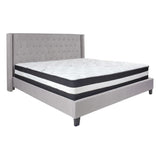 Flash Furniture Riverdale King Size Tufted Upholstered Platform Bed with Pocket Spring Mattress