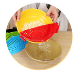 Wholesale Food Sifting Sieve Draining Kitchen Filter Board Bowl Washing Rice Silicone Pan Pot side food Strainer baffle