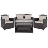 Aransas Series 4 Piece Black Patio Set with Gray Back Pillows and Seat Cushions by Flash Furniture