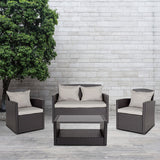 Aransas Series 4 Piece Black Patio Set with Gray Back Pillows and Seat Cushions by Flash Furniture