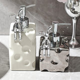 Light luxury ceramic hand sanitizer bottle, high-end toilet, hotel net celebrity shower gel, divided bottle, press bottle aerator