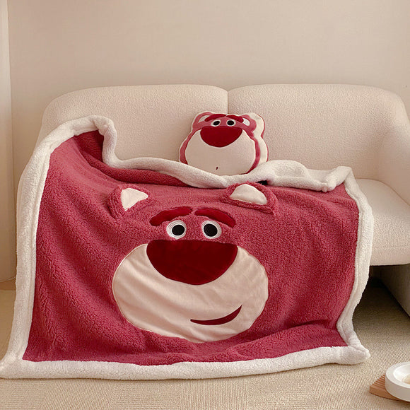 Strawberry Bear Blanket Quilt Single Dormitory Air Conditioning Blanket Office Sofa Nap Blanket Summer