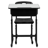 Adjustable Height Student Desk and Chair with Black Pedestal Frame by Flash Furniture